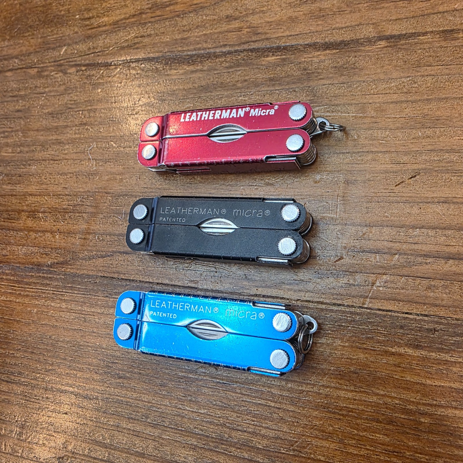Leatherman MICRA Multi-Tool – Stainless Steel – Lot of 3 – Colors Blue Black Red