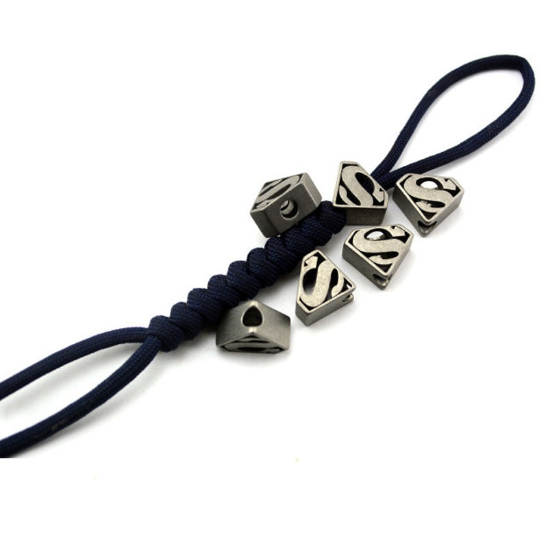 Letter S Shield Metal Knife Lanyard Bead EDC Zipper Pull Charm