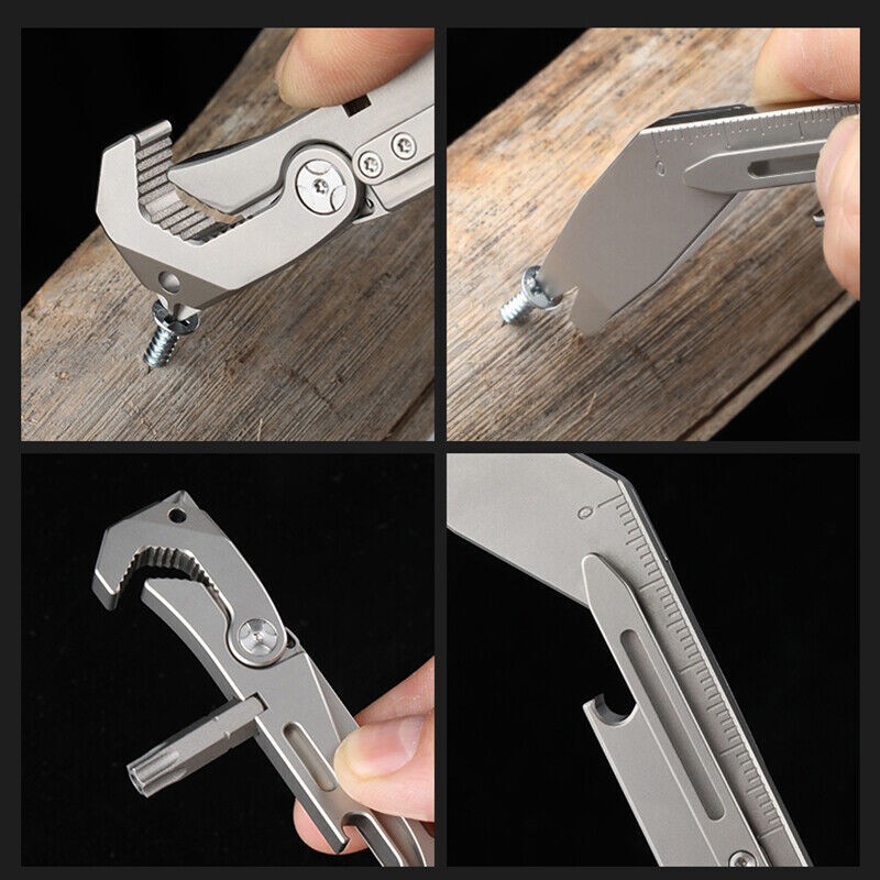 NEW Titanium Crowbar Pry Bar Scalpel Balde Knife Spanner EDC Tool Bottle Opener