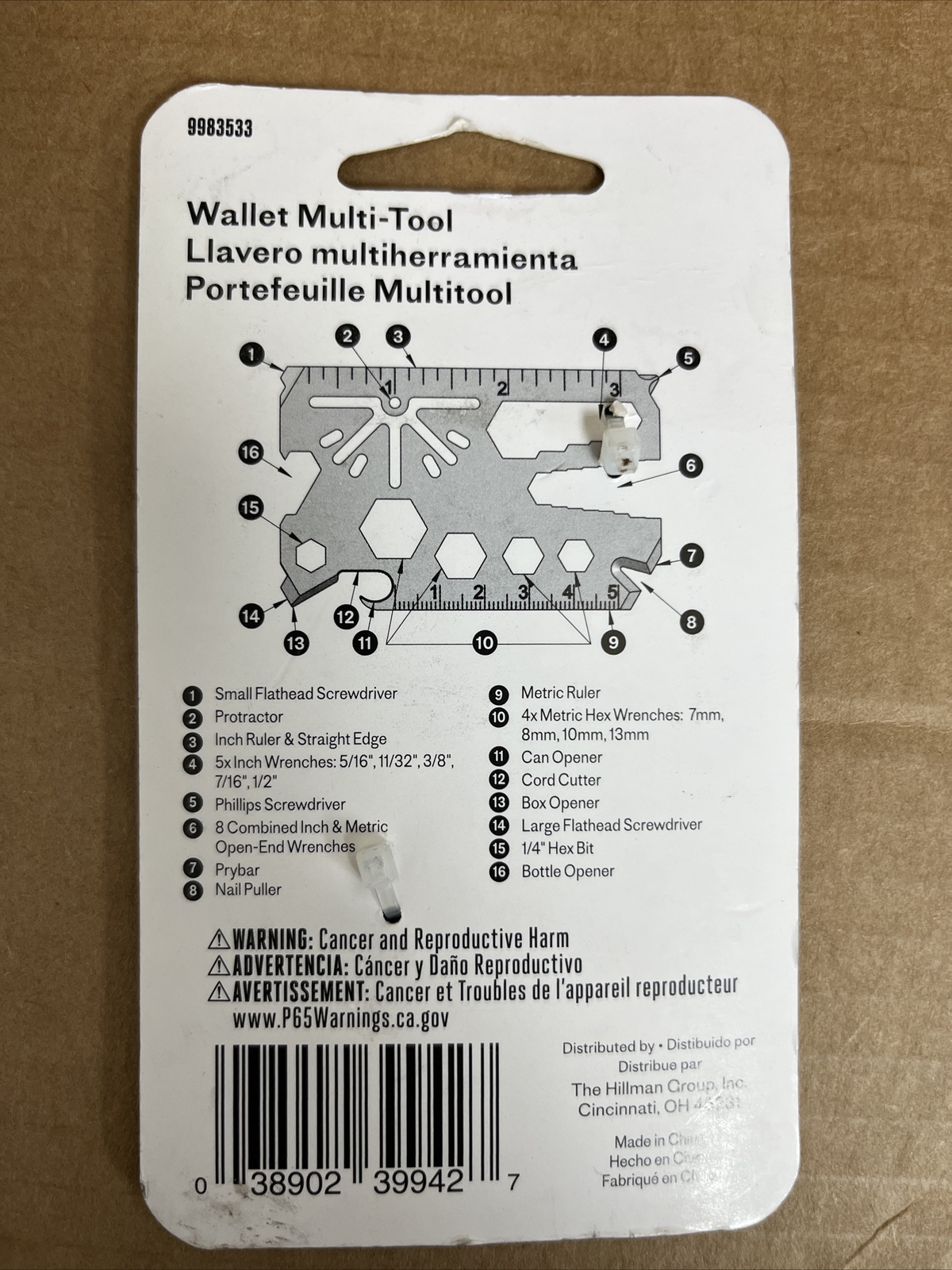Hillman Stainless Steel Wallet Multi-Tool