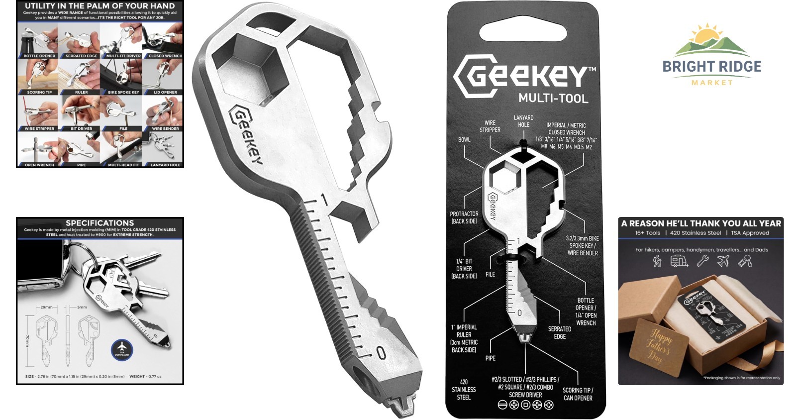 Stainless Steel Keychain Tool, TSA Approved, Perfect for Travel and Daily Tasks