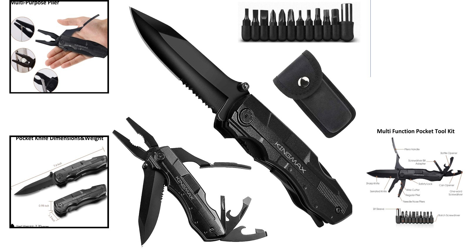 Ergonomic Stainless Steel Multitool Pocket Knife: Ideal for Daily Use & Camping