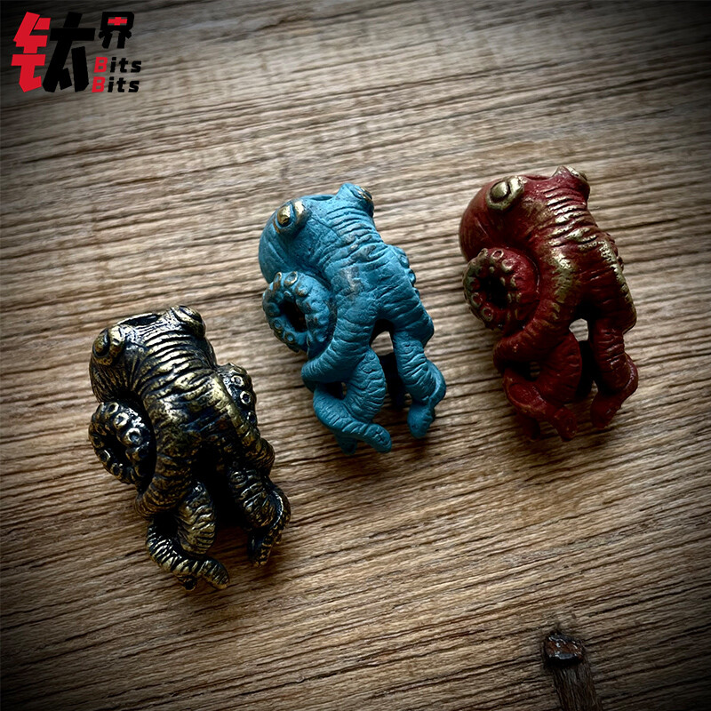 New Pure Brass Octopus Beads Pendant Paracord Decorations Edc Multif Tools