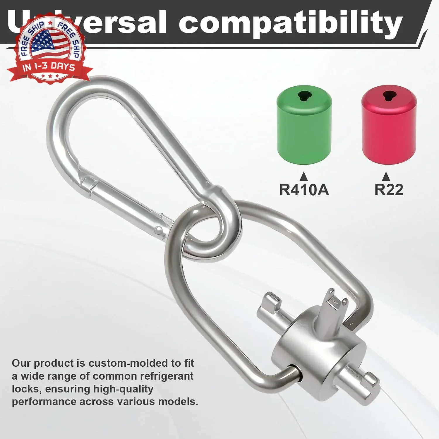 HVAC Tools, Locking Cap Key for Refrigerant Safety Caps, Universal Triple Use Mu