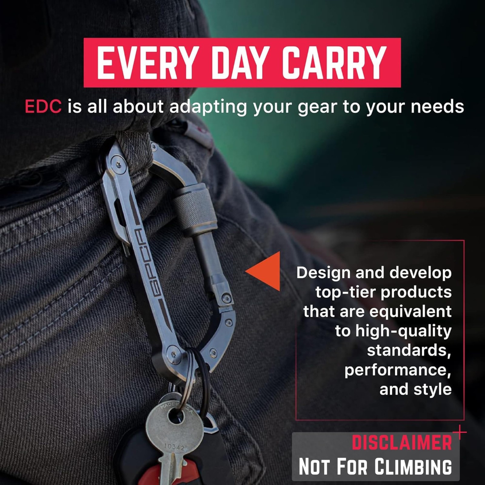 Heavy Duty Carabiner Multitool Key Clip – Bottle Opener, Screwdriver, EDC Gear,