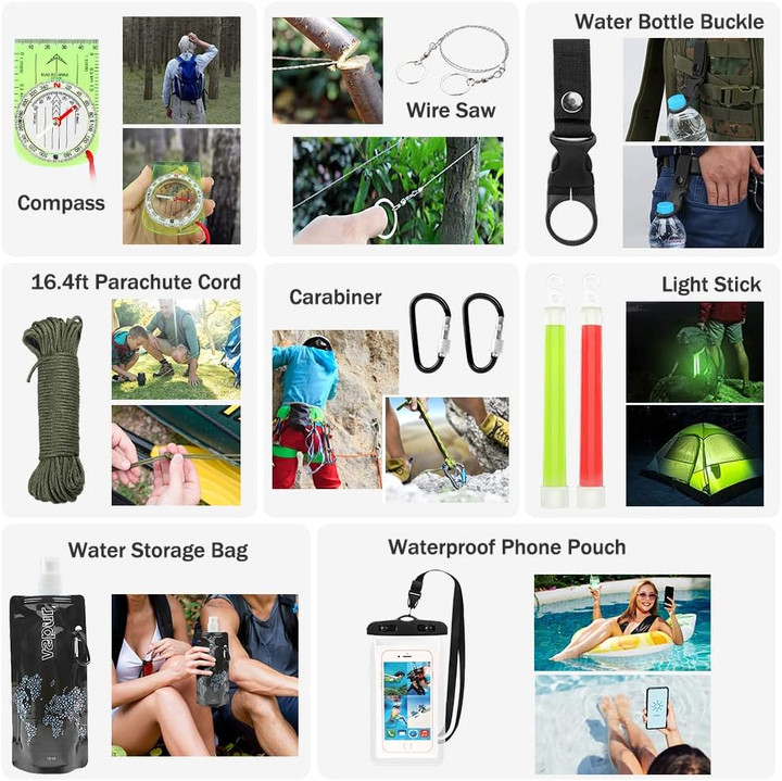 Professional Survival 235 Pcs Gear First aid Tool Gift for Men Camping Outdoor