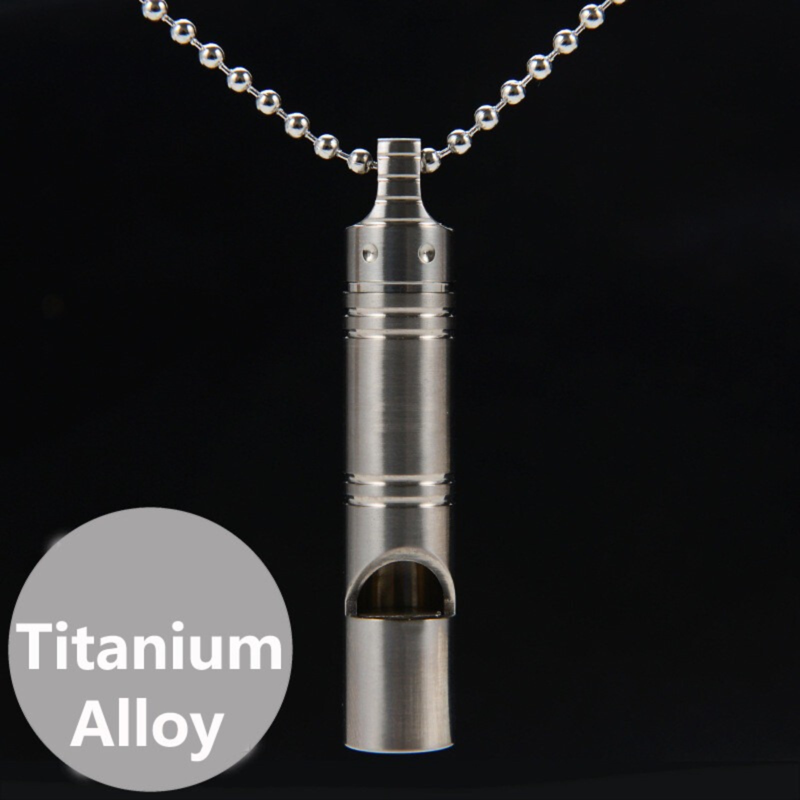 TC4 Titanium Safety Survival Whistle EDC Outdoor Tool Stainless Steel Chain Gift
