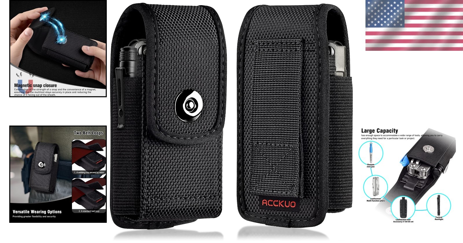 Multitool Sheath for Leatherman EDC Belt Organizer Tool Holster Pouch, Black