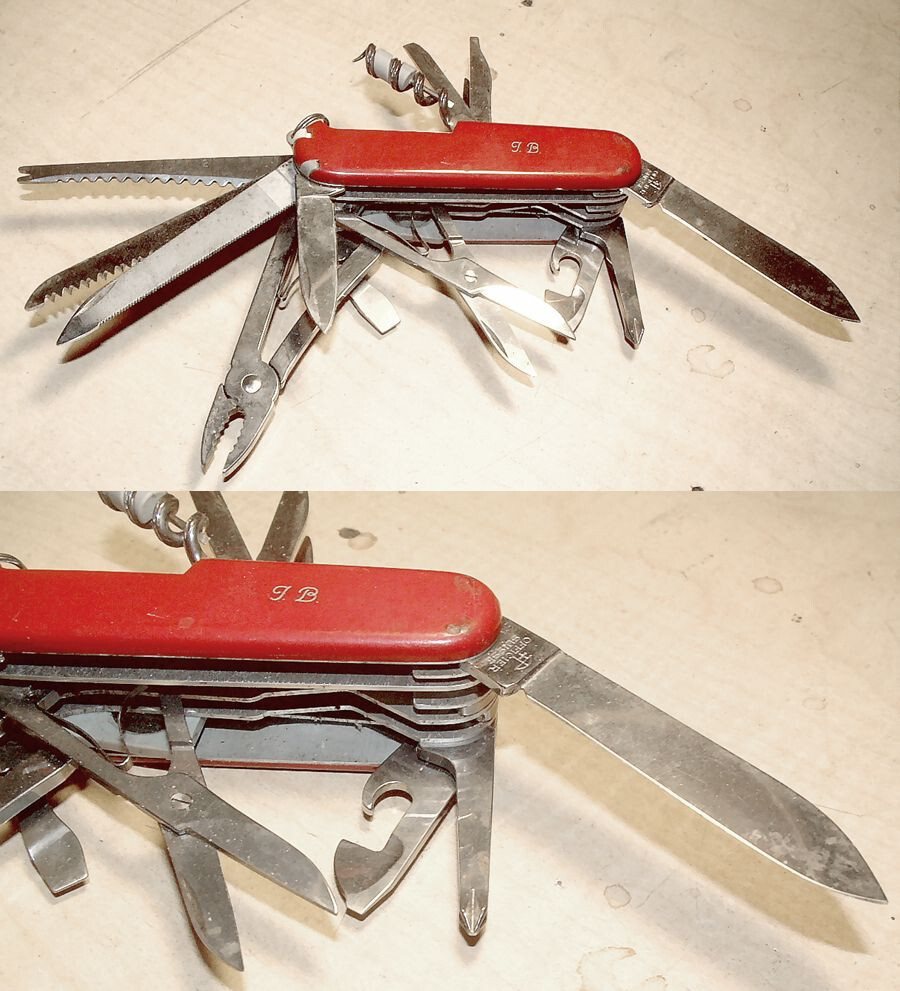 7 Layer SWISS “Officer Suisse” Army Knife 16 Functions? Sissors Pliers File Etc