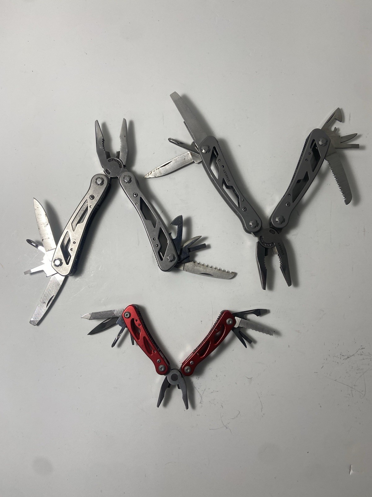 Lot of 3 Stanley Multi Tool Knives Pliers Saw Screwdriver Camping Work Hunting