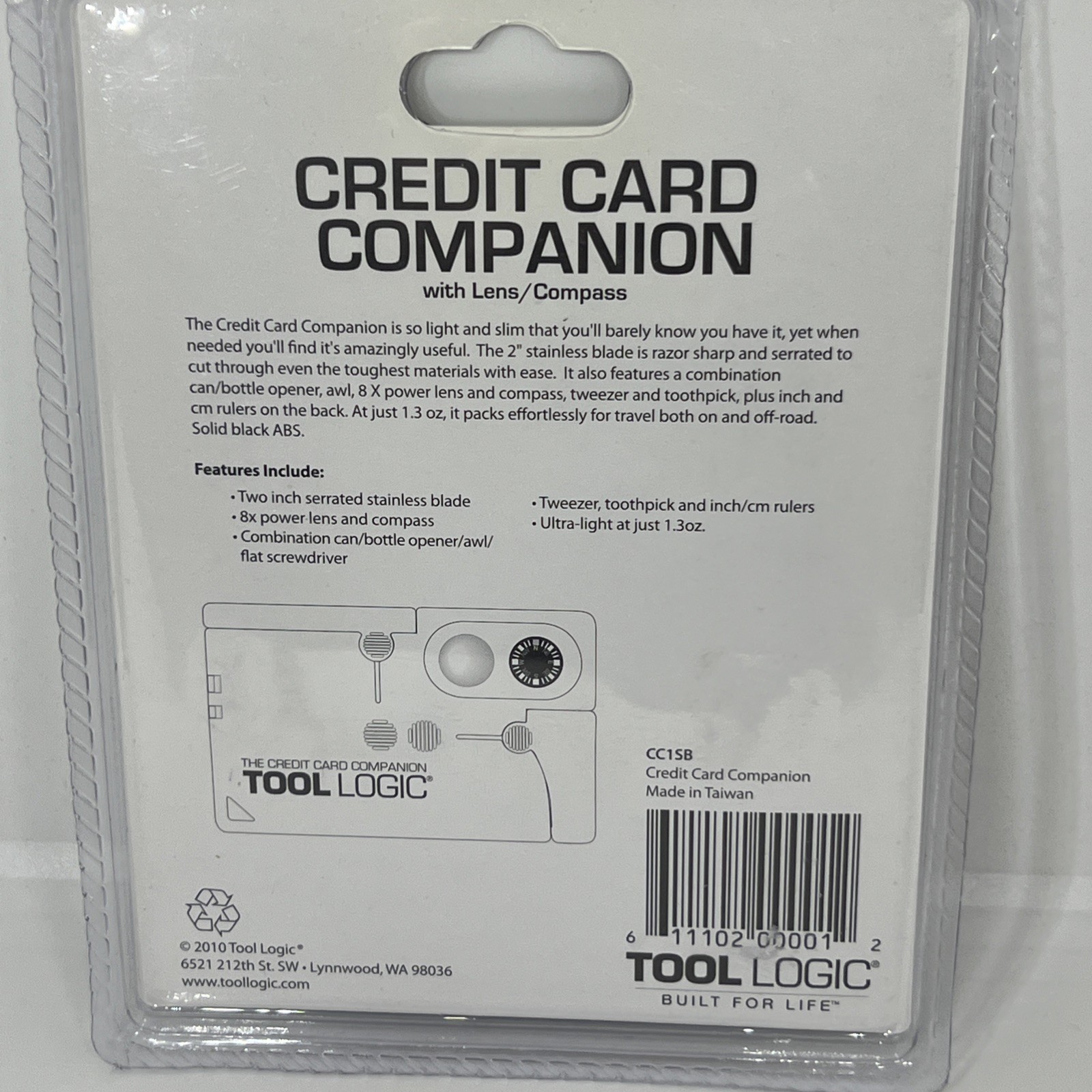 TOOL LOGIC CC1SB Credit Card Companion w/ Compass/Bottle-Opener/Pocket Knife