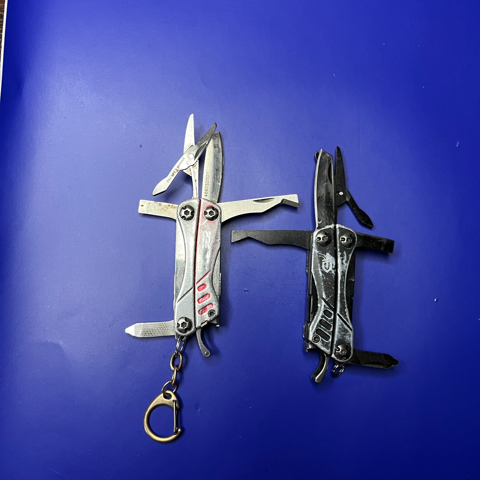 Lot of 2 Gerber Dime Multi-Tools Small Keychain Pliers Knife File Scissors