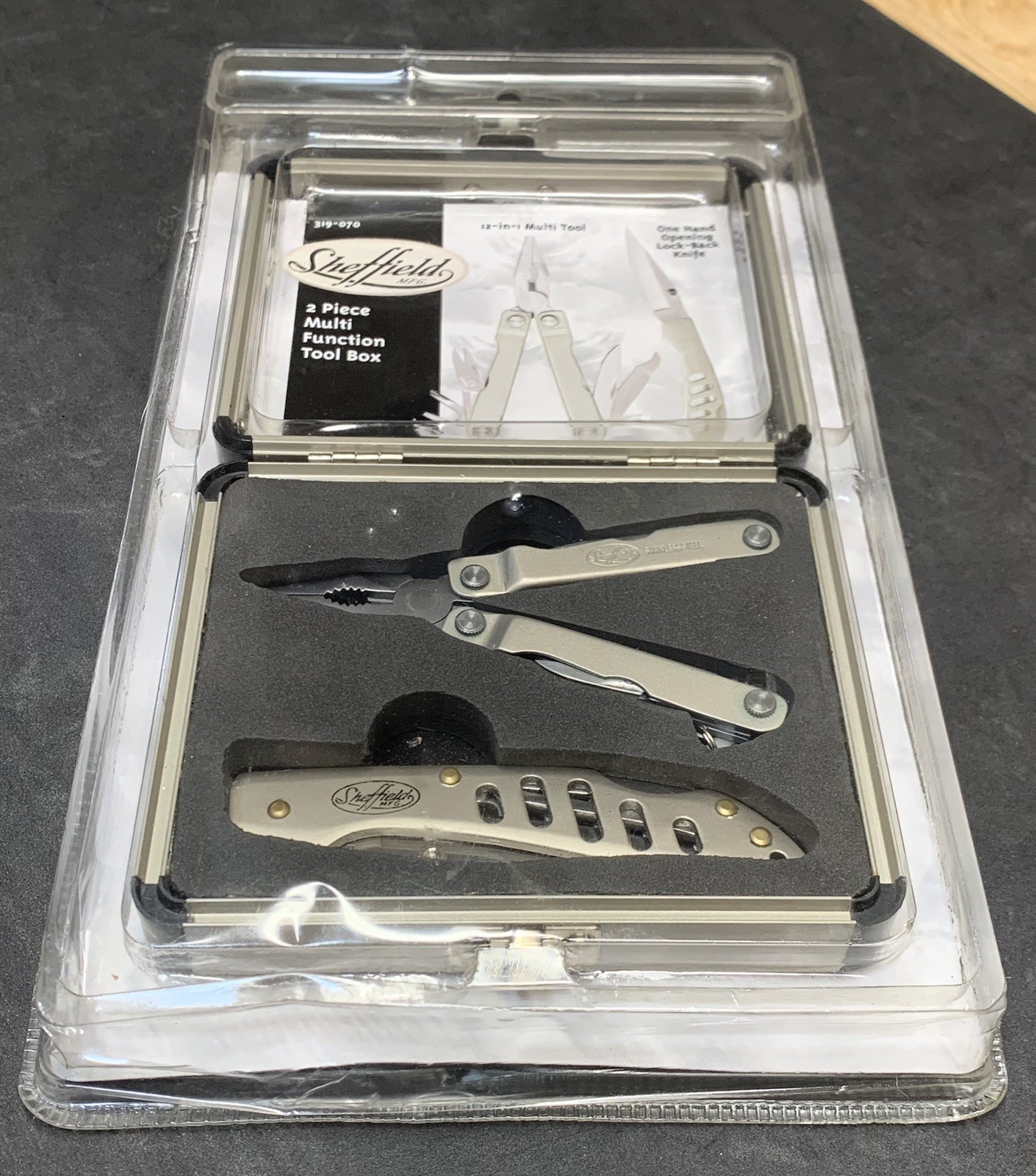 NEW! SHEFFIELD 2pc Multi 12 In 1 Tool Set & Folding Locking Knife w/Case