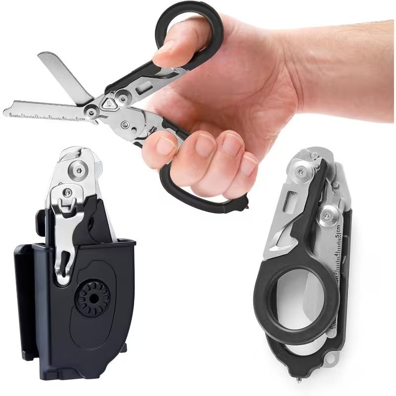 6-in-1 Foldable Trauma Shears – Tactical Raptor Medical Scissors with Holster