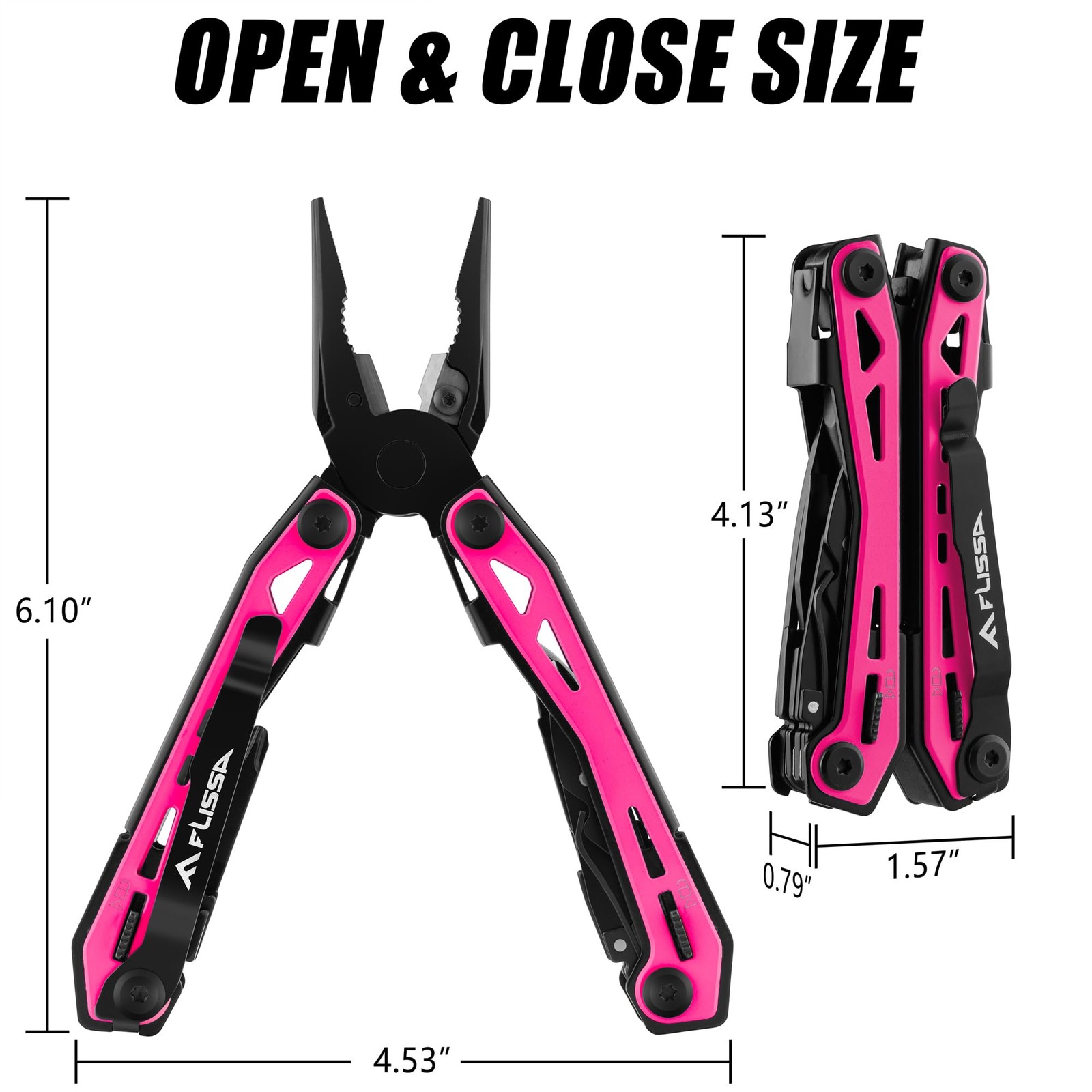 16-in-1 Pink Multi Tool Pliers, Gifts for Men Women, Stainless Steel EDC Mult…