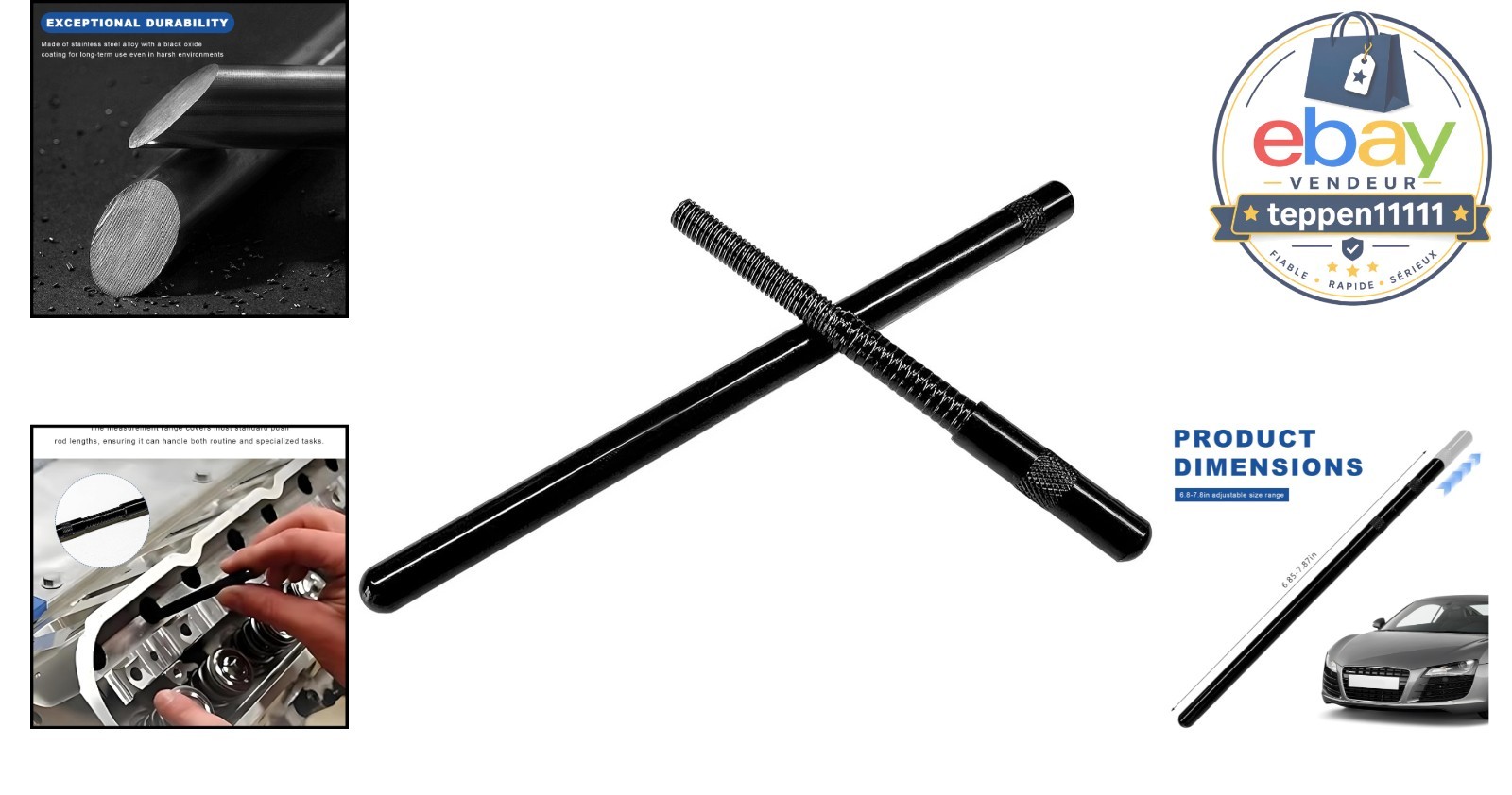 Adjustable Push Rod Measuring Tool 6.8″ to 7.8″ Steel Alloy