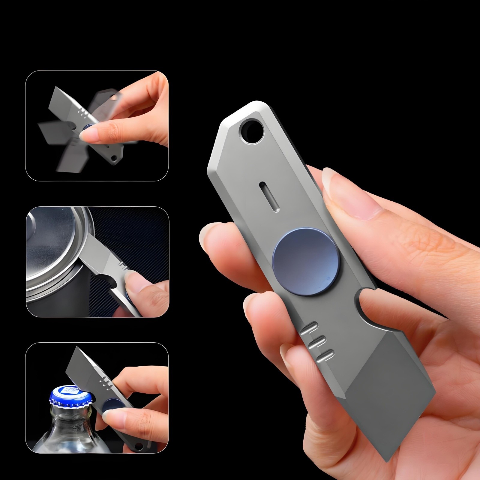 Titanium Alloy EDC Multi Tools Pry Bar Fidget Spinner Bottle Opener Portable
