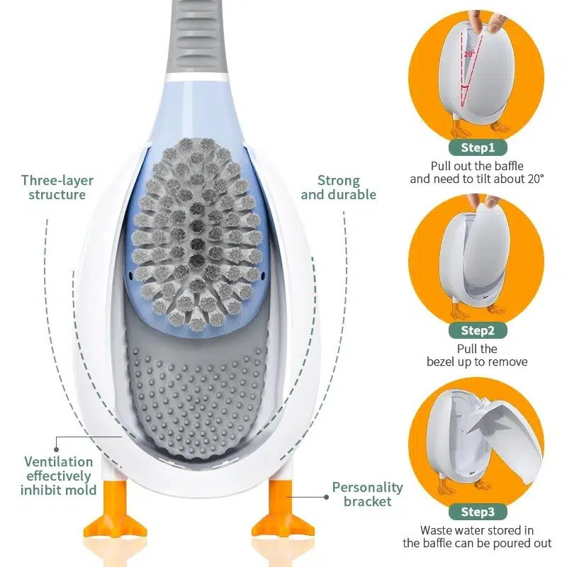 Modern Silicone Toilet Brush, Rubber Toilet Bowl Brush and Holder Set***