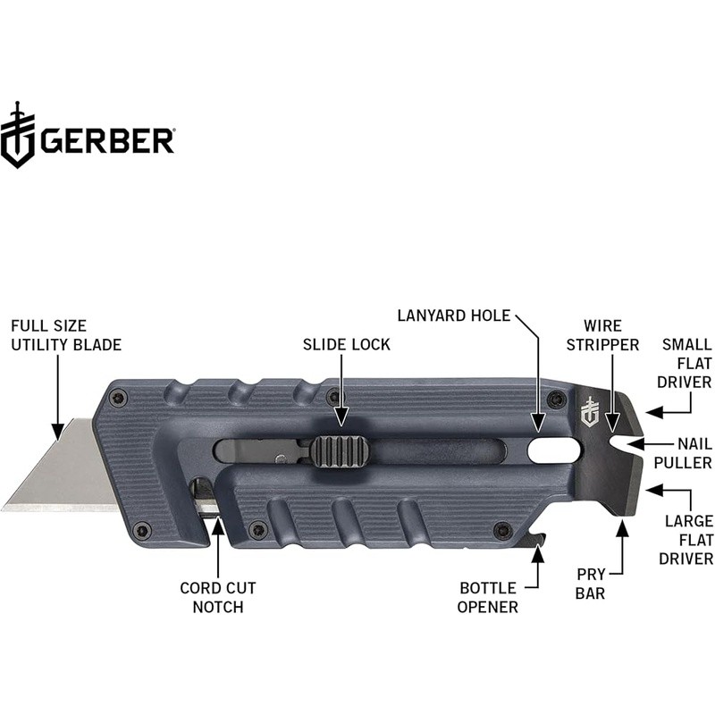 8-in-1 EDC Multitool Utility Knife Stainless Steel Pocket Tool W/ Locking Blade