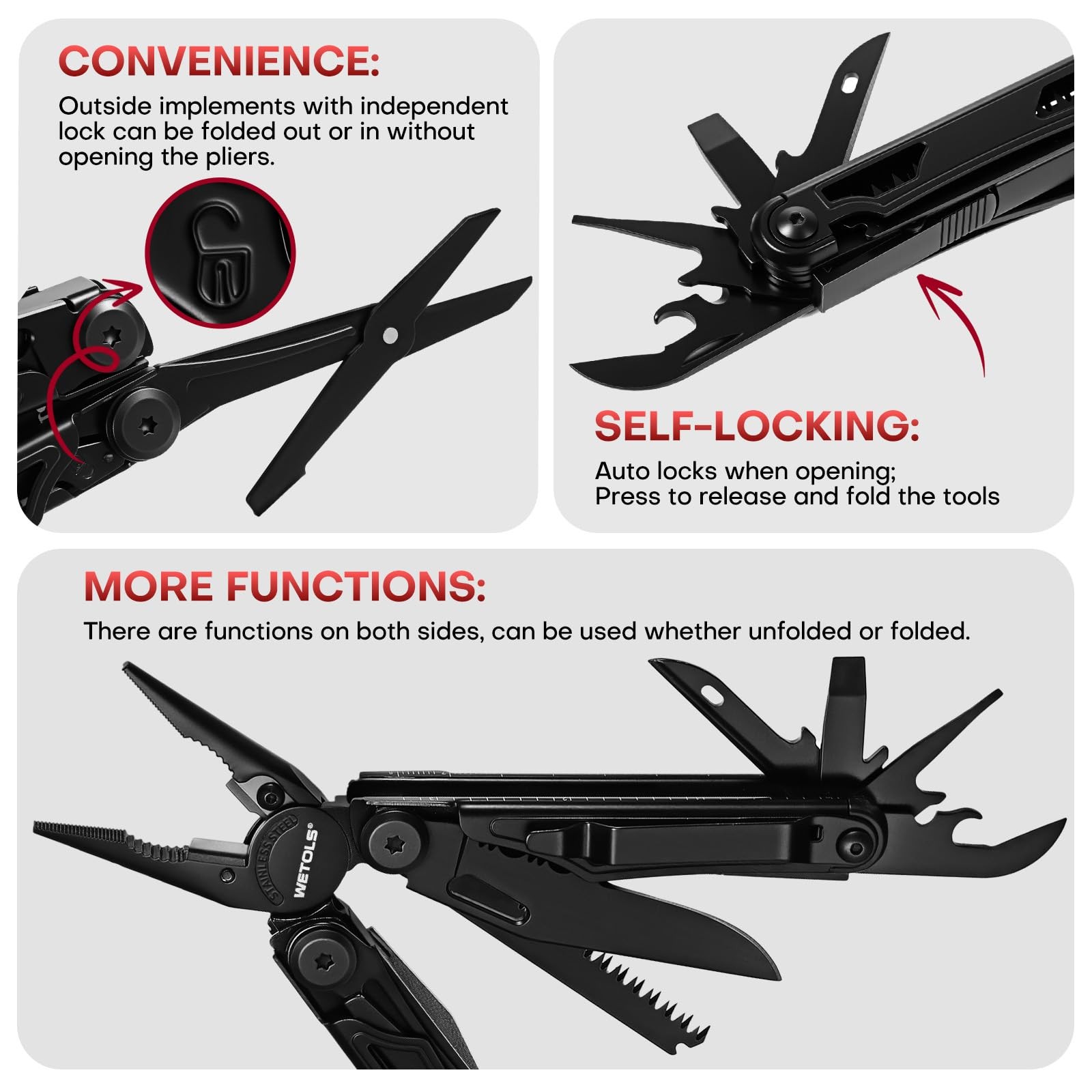 Multitool with Pocket Knife, 27-in-1 Stainless Steel Needle Nose Pliers with …