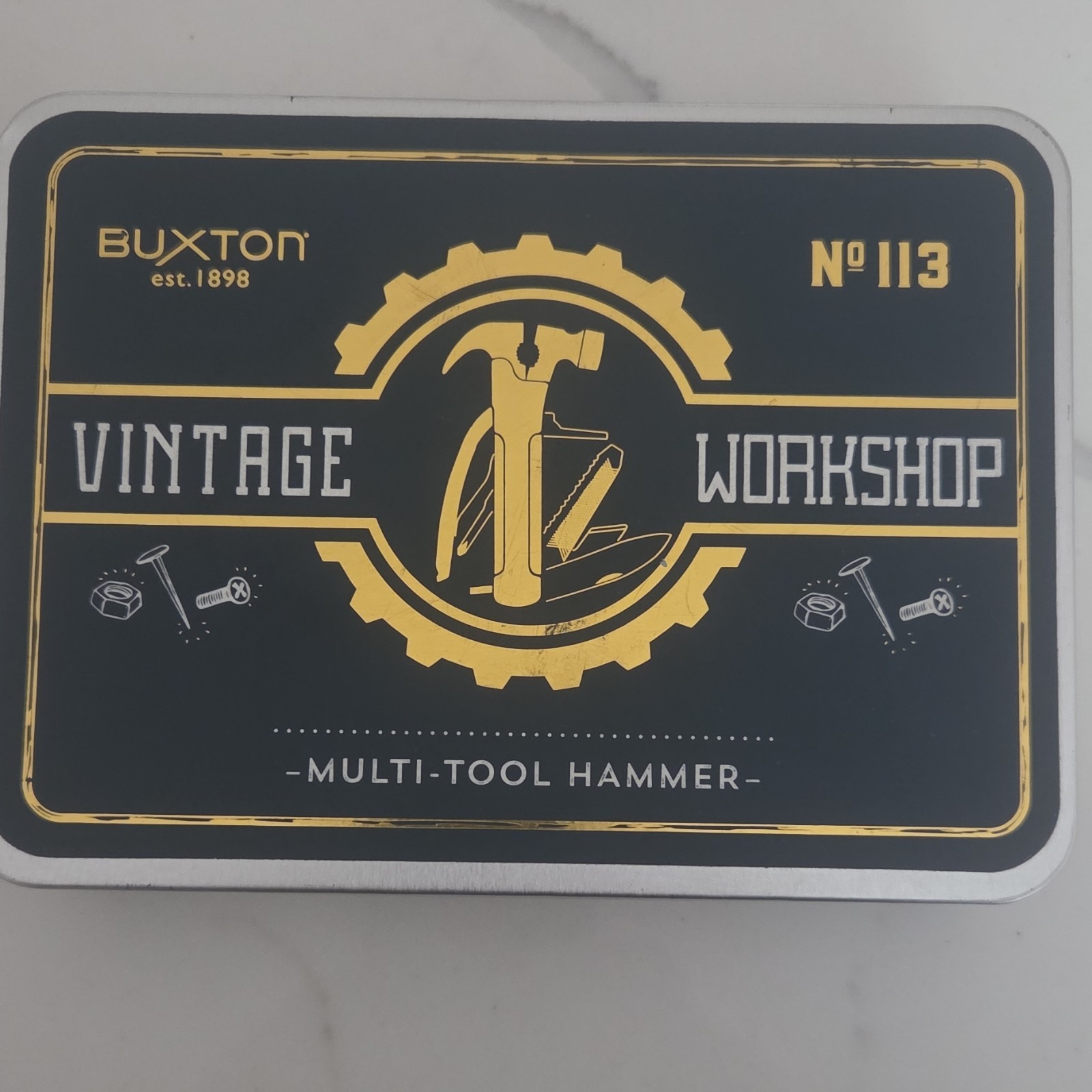 Buxton No 113 Multi-Tool Hammer Stainless Steel Knife File Bottle Opener Silver