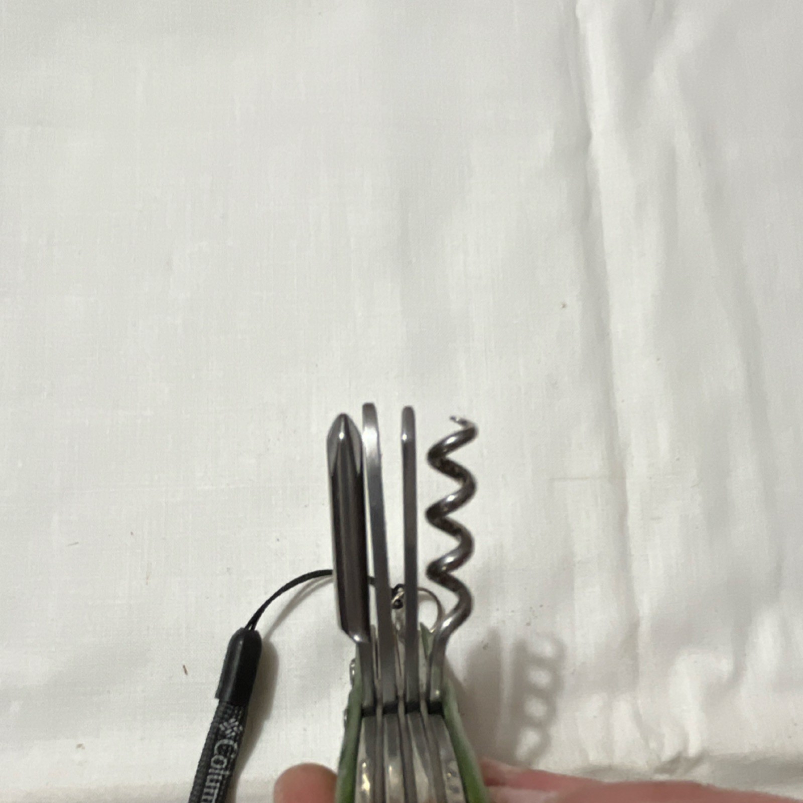 Columbia Multi-Tool Knife Stainless Steel Green Silver Scissors Corkscrew