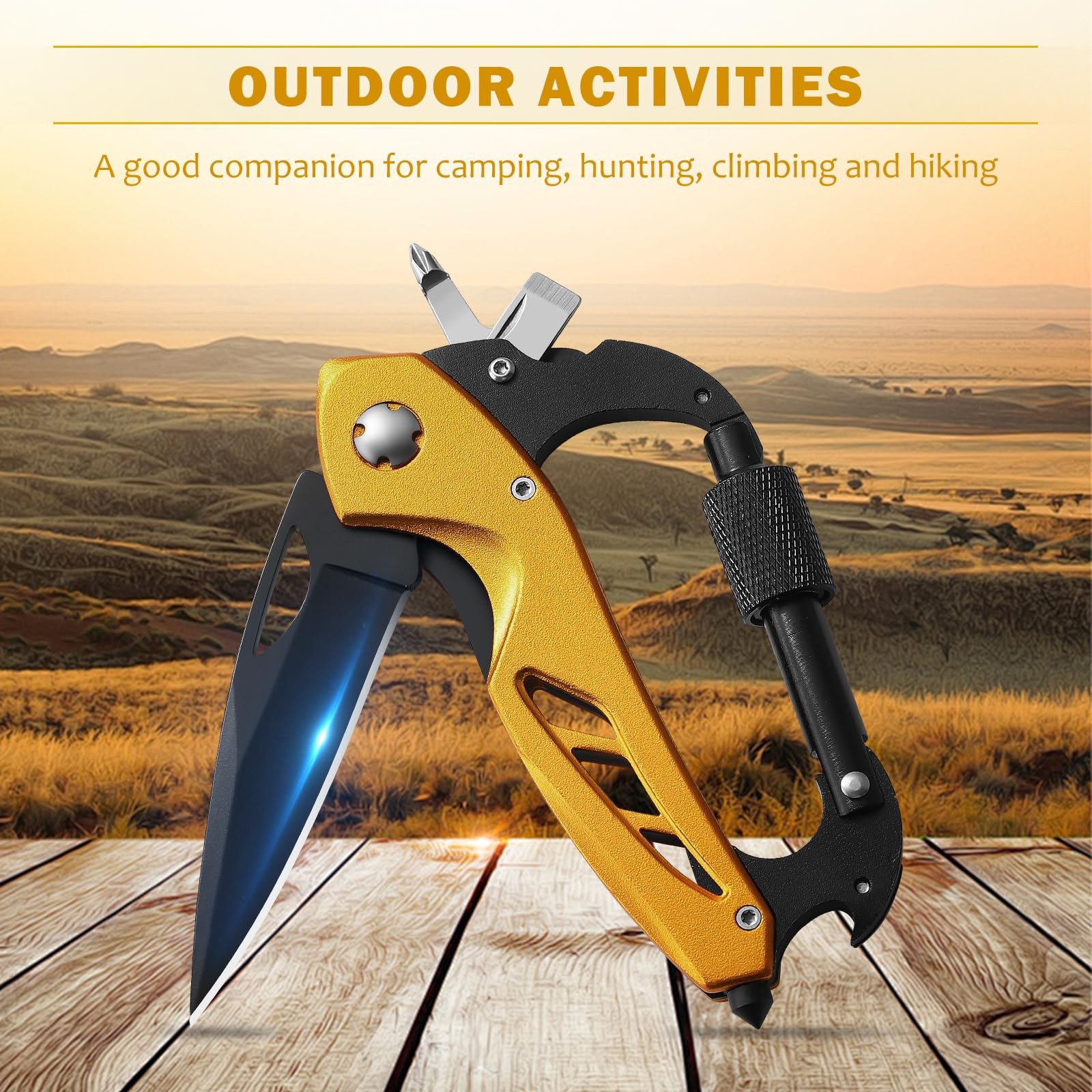 Stocking Stuffers Gifts for Men, Carabiner Multitool 6-in-1 EDC Carabiners Po…