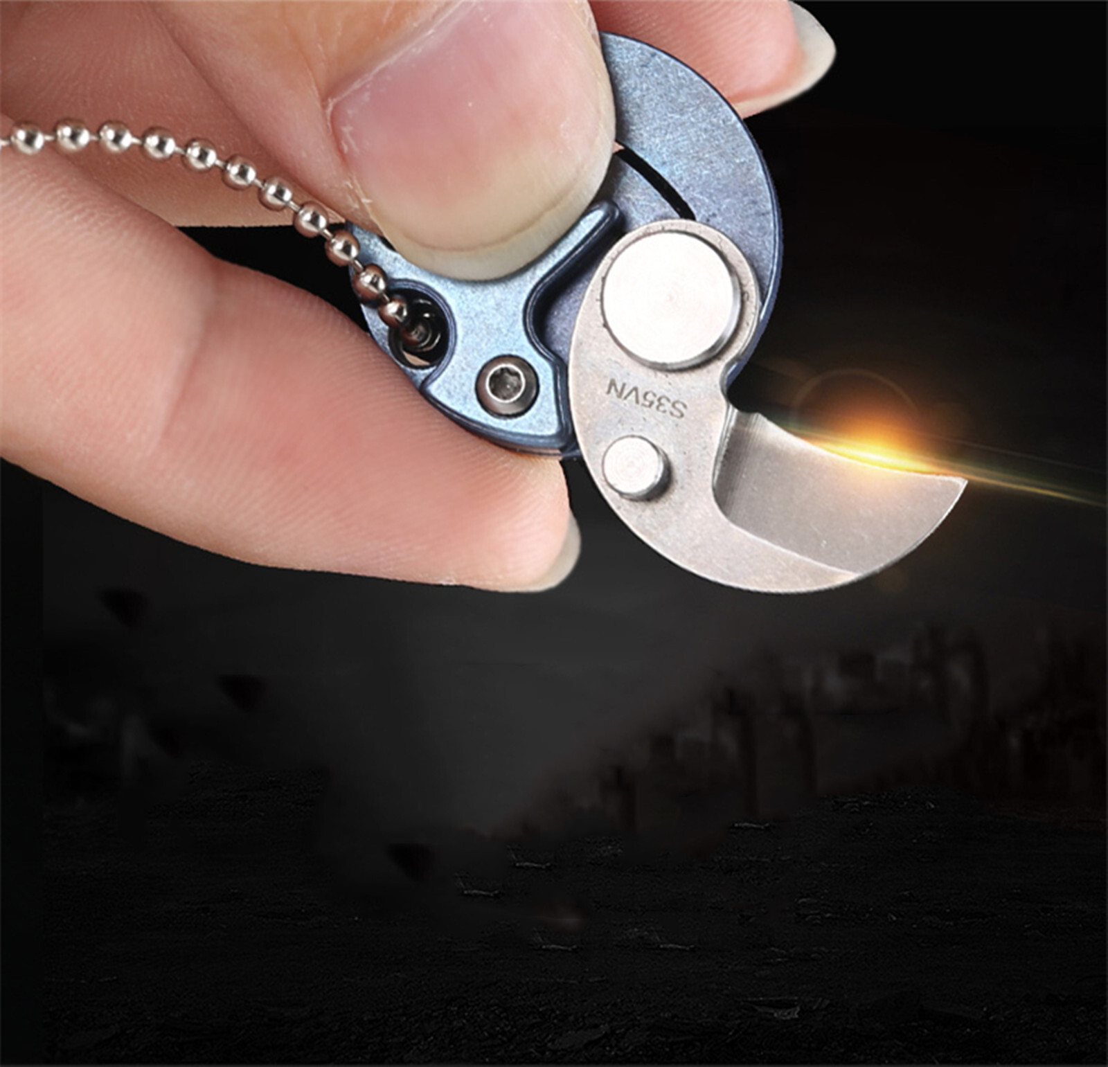 Outdoor EDC Mini Coin Keychain Folding Knife S35VN Blade Titanium TC4 Handle