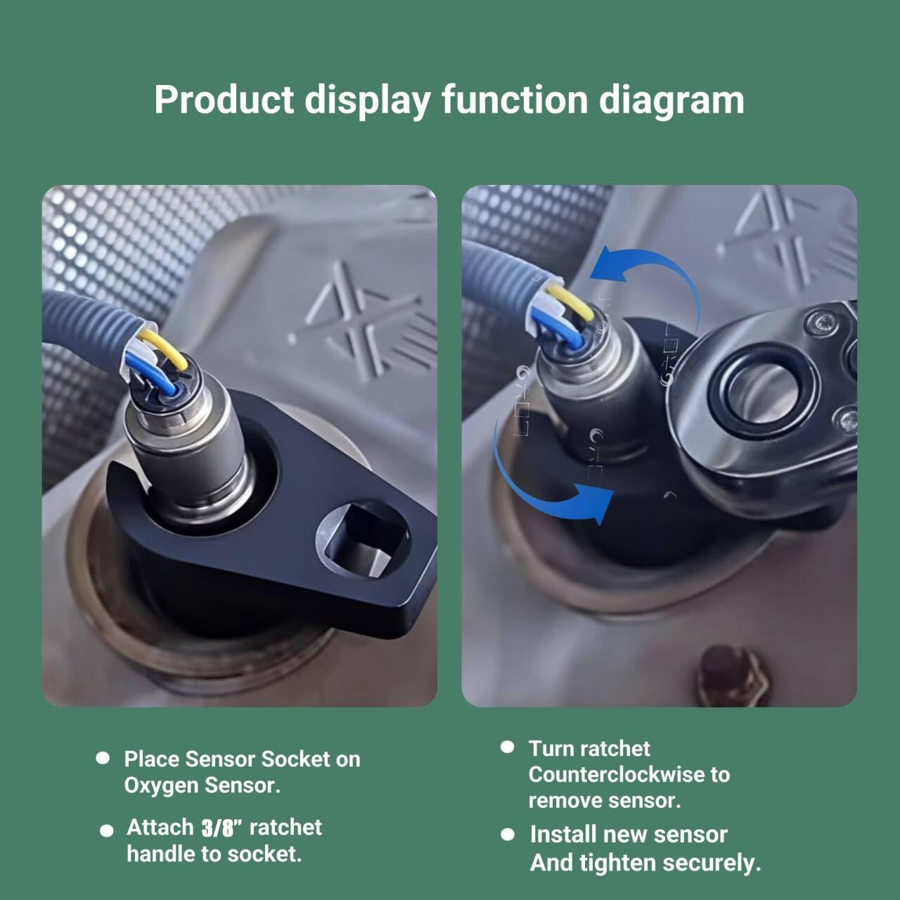 AP1822F 3/8-inch Drive by 7/8-inch (22mm) Offset Oxygen Sensor Socket High-pe…