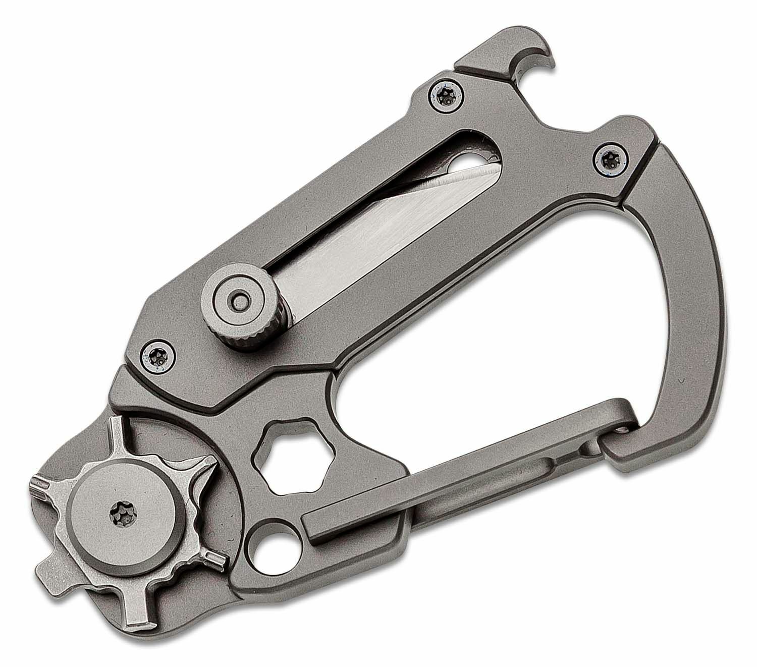 Civivi Polymorph Carabiner Keychain Multi Tool Gray Titanium Utility Plain Blade