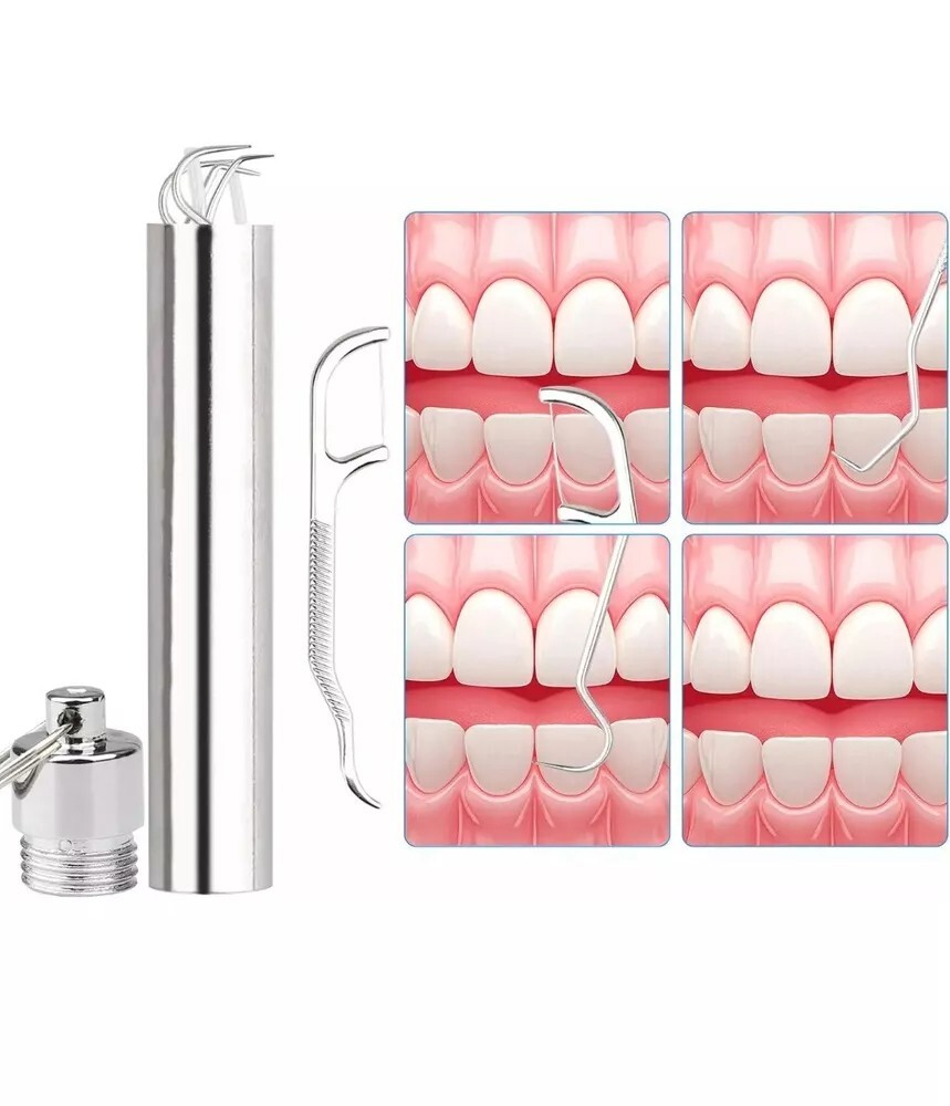 7PC Portable Steel Toothpicks Set Reusable Metal Toothpick Kit gift holiday Camp