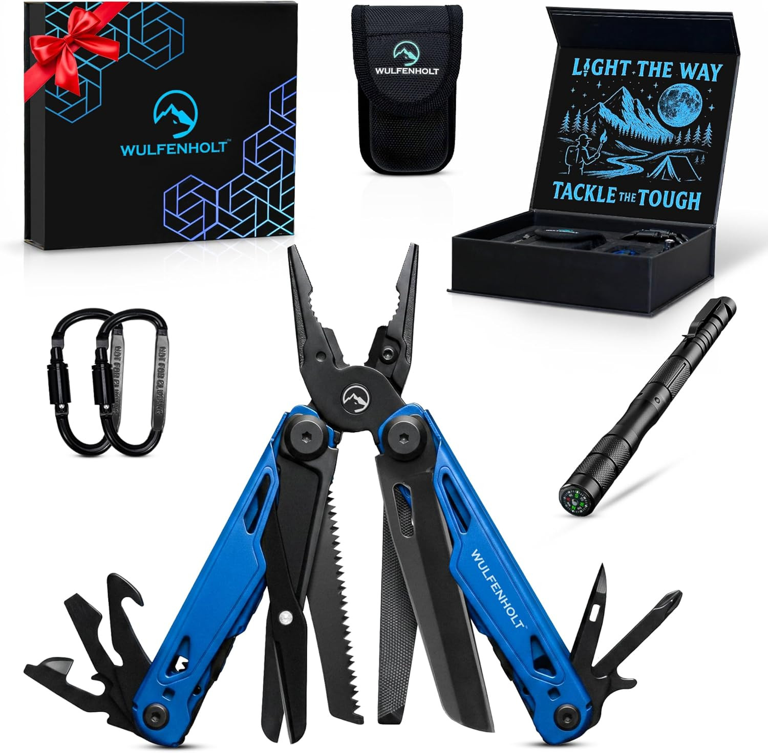 17-In-1 Multitool Pliers with Large Scissors | 6-In-1 Tactical Pen & Carabiners