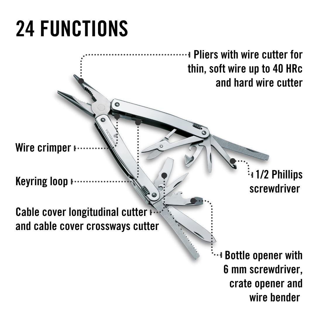 Multi Tool 24 Function Swiss Made with Locking Blade Leather Pouch Victorinox