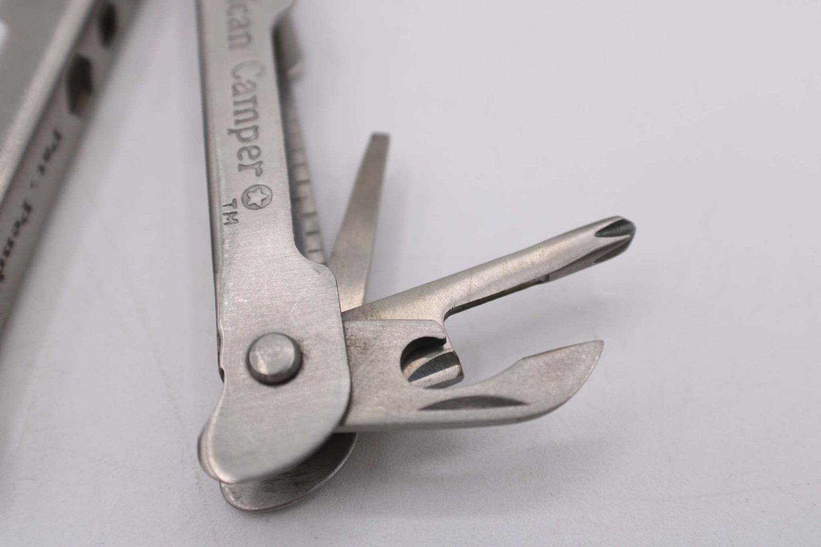 American Camper Multi-Tool Pliers Screwdriver Can Opener Leather Belt Case Inc
