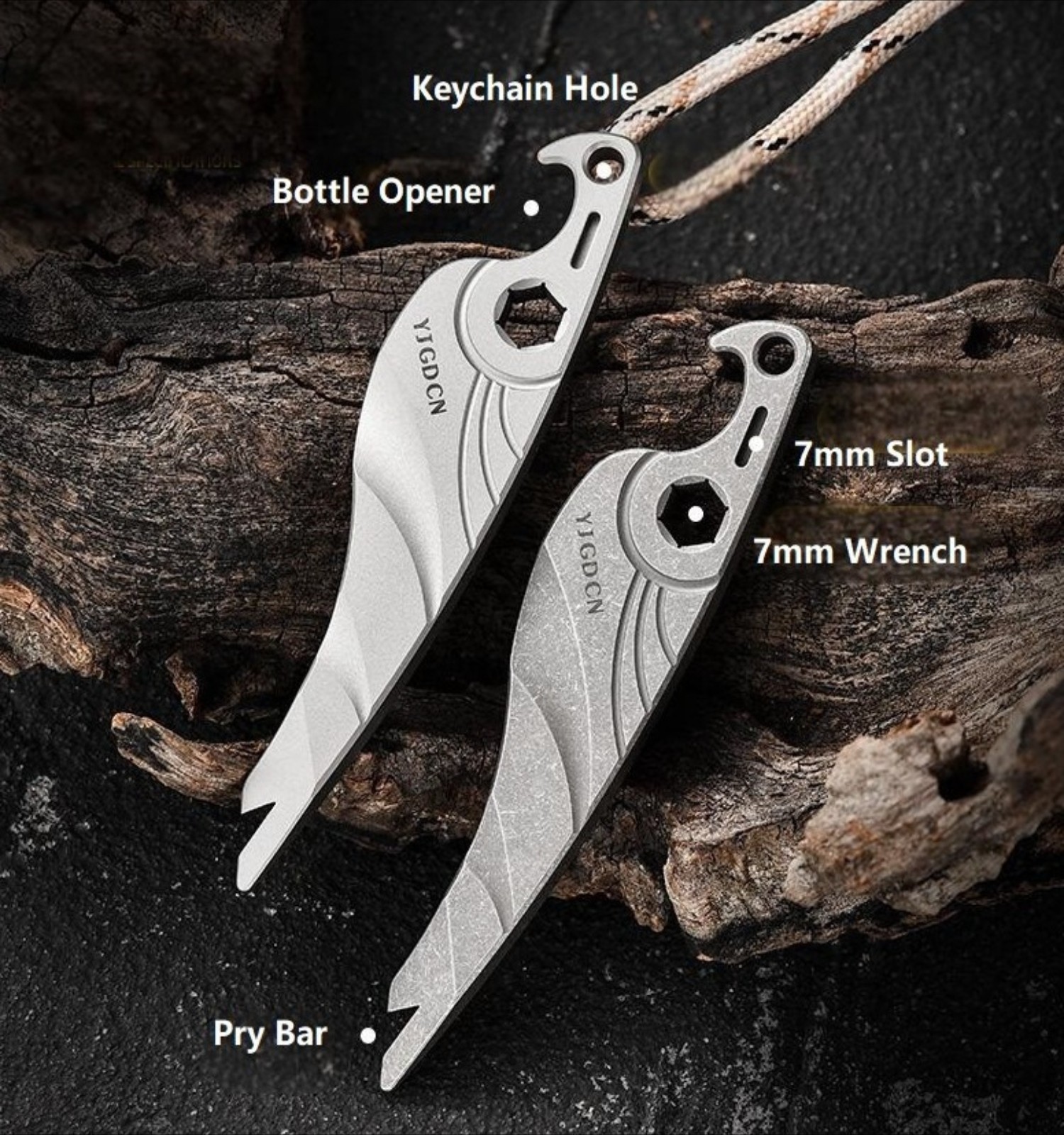 EDC Titanium Bottle Opener Pry Bar Crowbar Wrench Keychain Pocket Multi Tools A+
