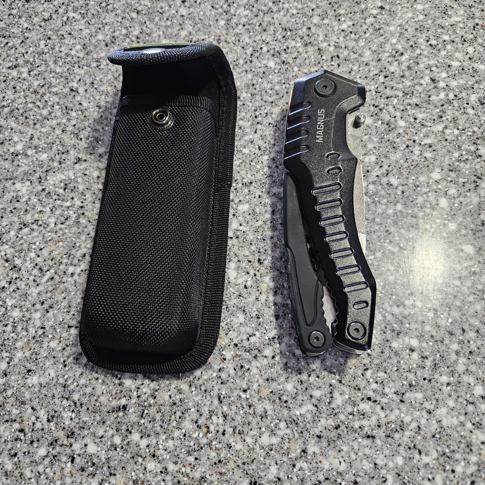 Kilimanjaro Magnus 9-in-1 XL Multi-Tool Folding with Snap Pouch. 10″ Blade Out!