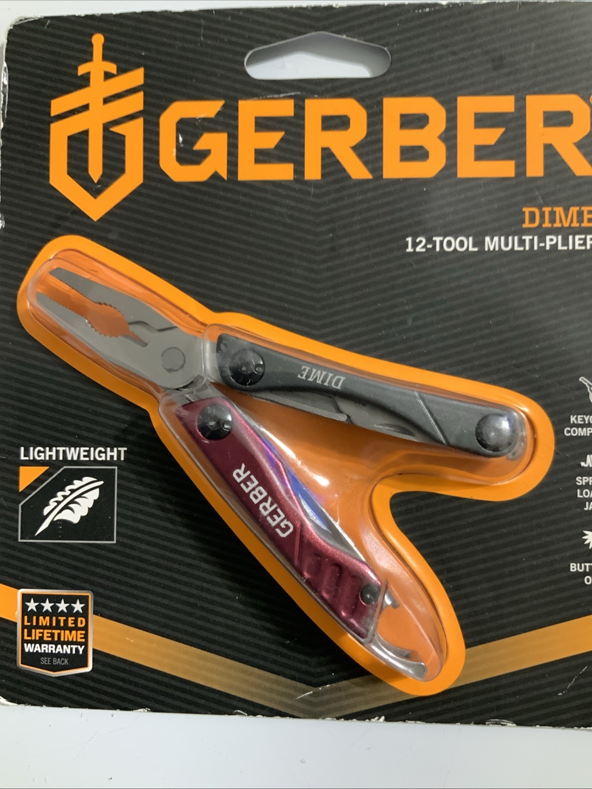 Gerber Dime Micro Multi-Tool Color: Red / Black 12 Tool Multi-plier NEW Sealed