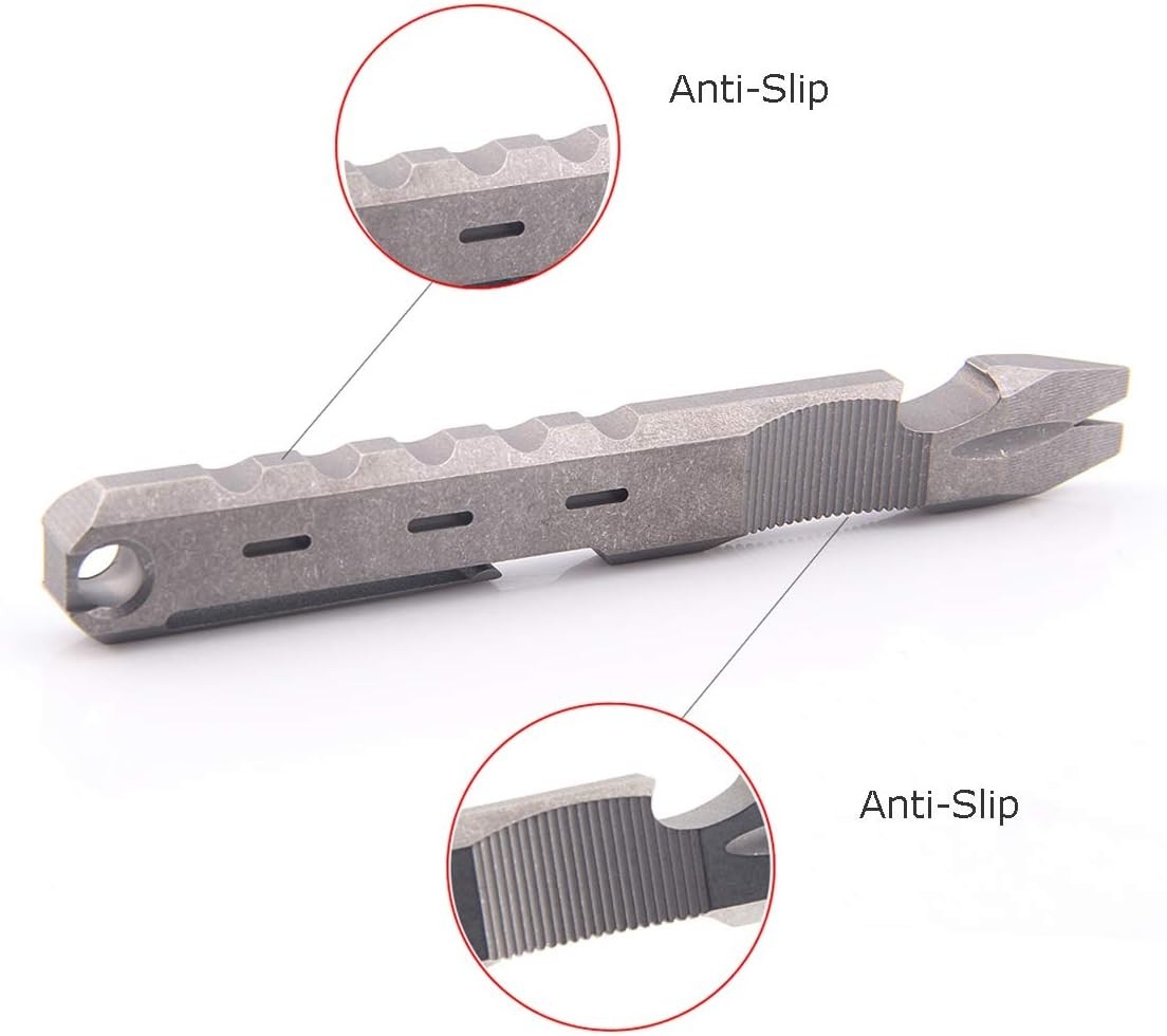 Titanium EDC Pry Bar with Nail Puller Bottle Opener Function with Pocket Clip