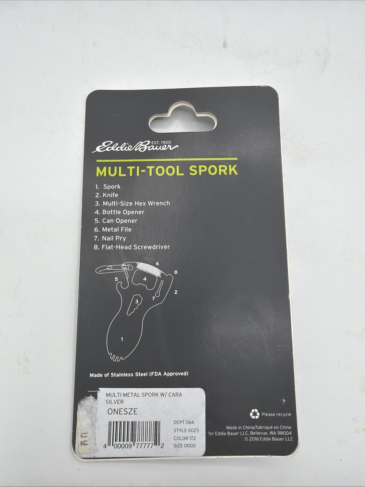 Lot of 5 Eddie Bauer Multi-Tool Spork.New In Package Never Opened. Free Shipping