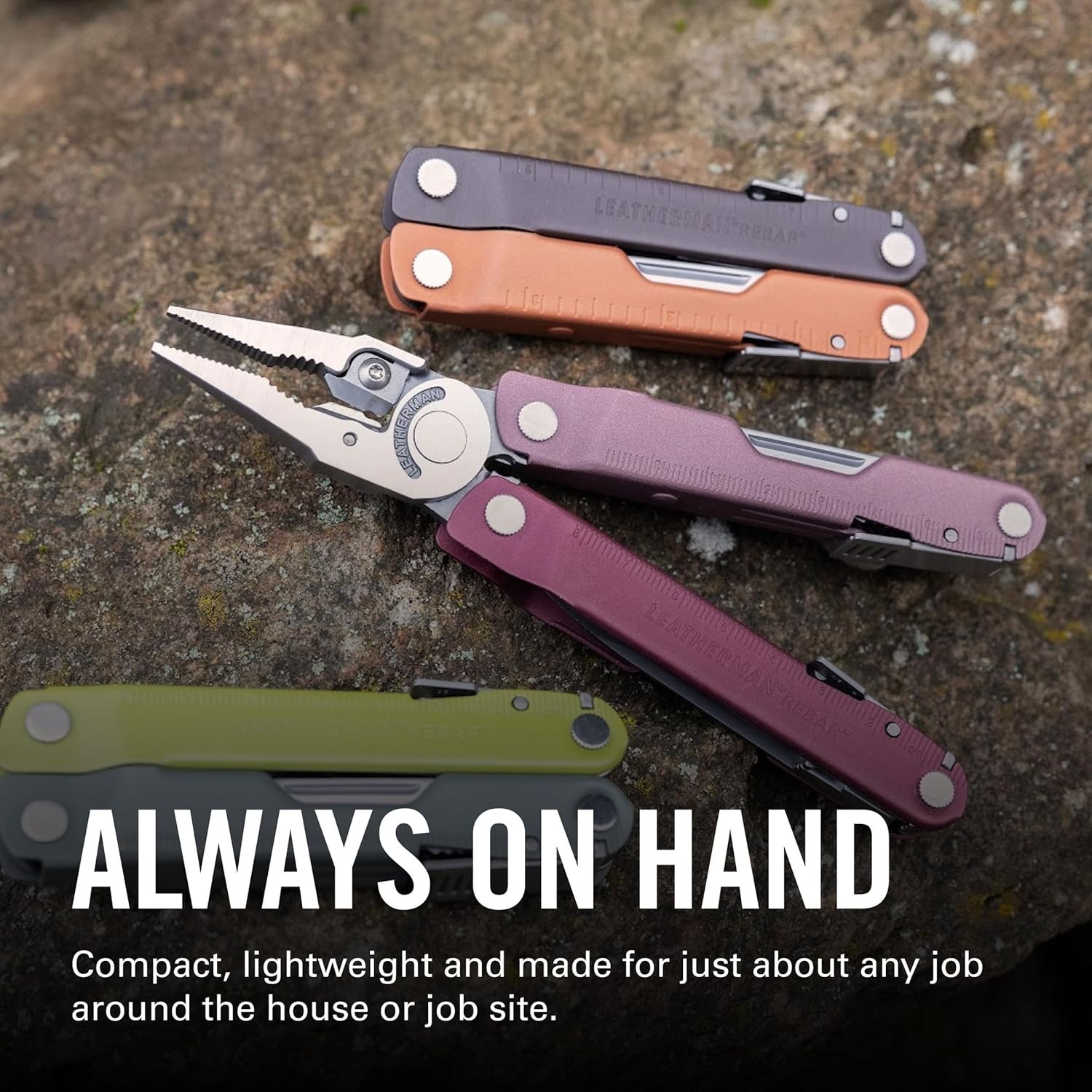 LEATHERMAN Rebar Multitool, Mossy Slate with Nylon Sheath, Burnt Sienna/Orange