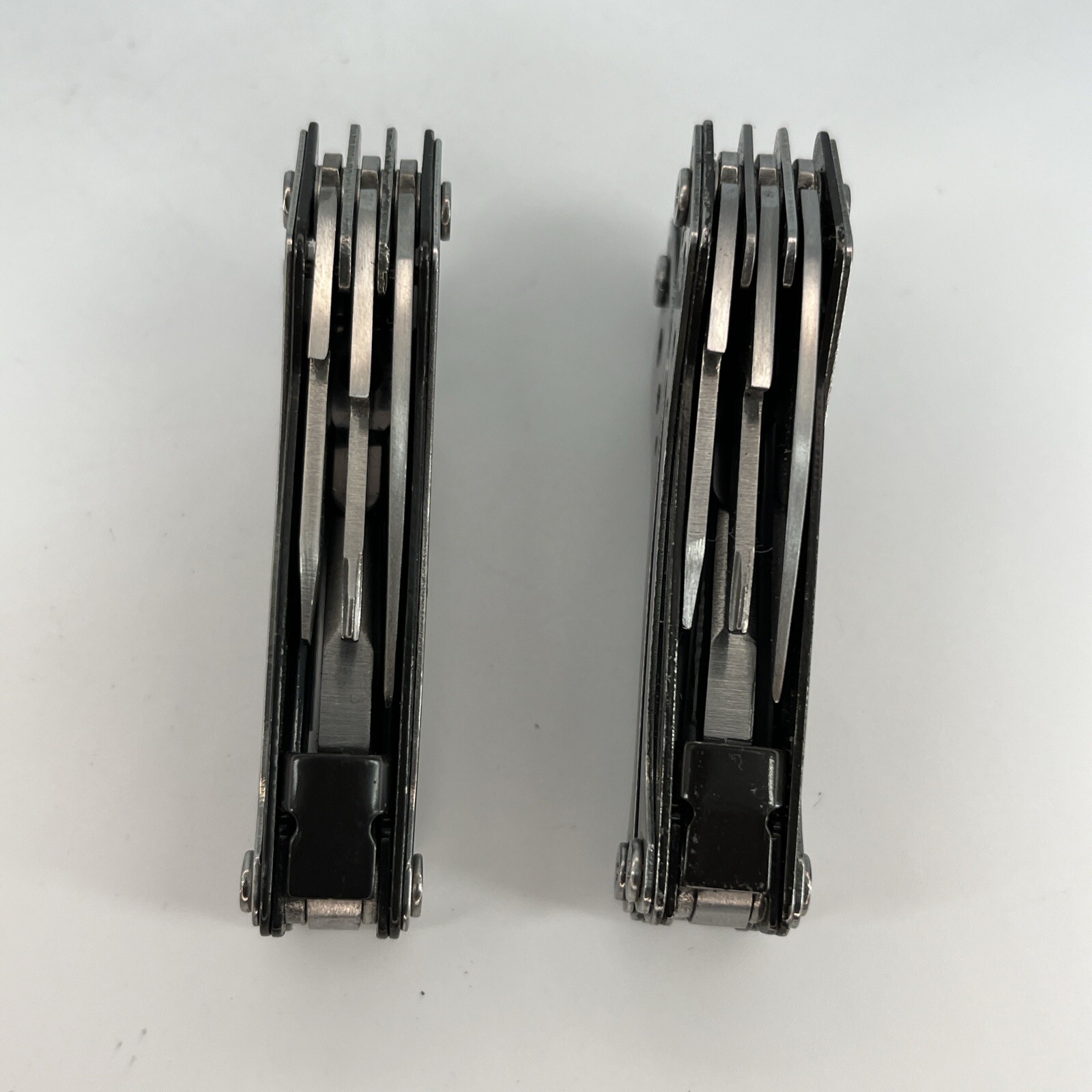 LOT OF 2 Cabela’s SILVER & BLACK Mini Multi-Tool Spring Open Pliers Scissors Saw