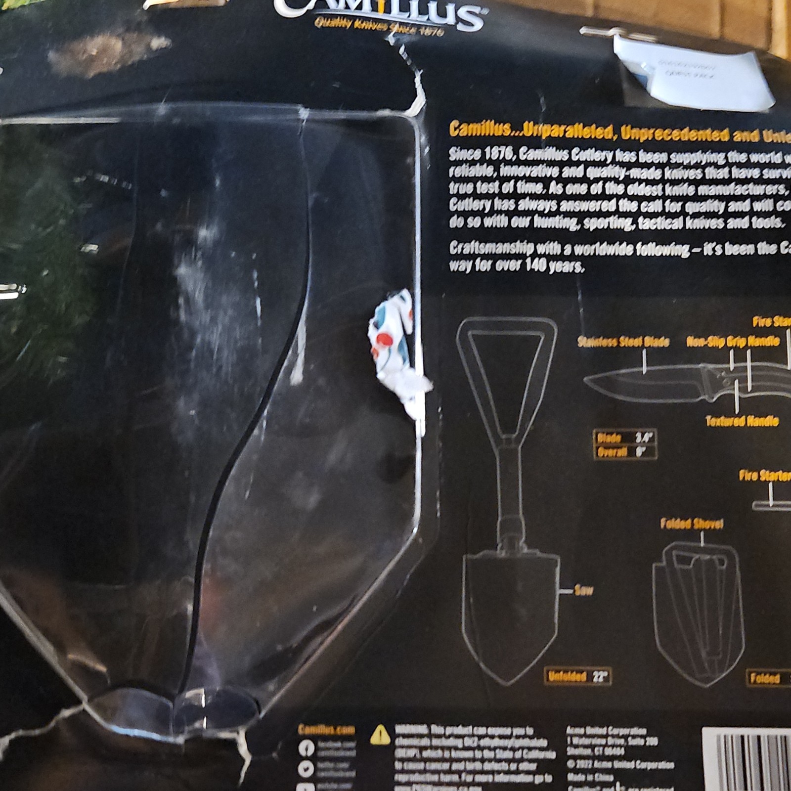 Camillus Quest Pack Multi-Tool Kit Knife, 8″ Blade, Shovel, Fire Starter, Black