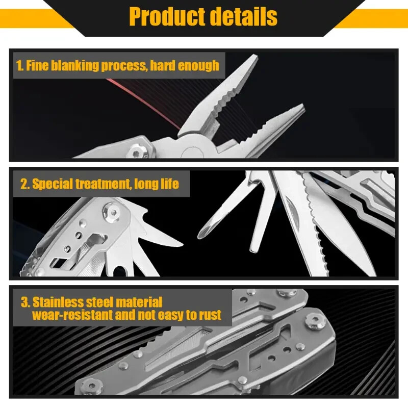 14 in 1 Compact & Portable Multi-Tool Pocket Knife Pliers -Outdoors, Hiking, EDC