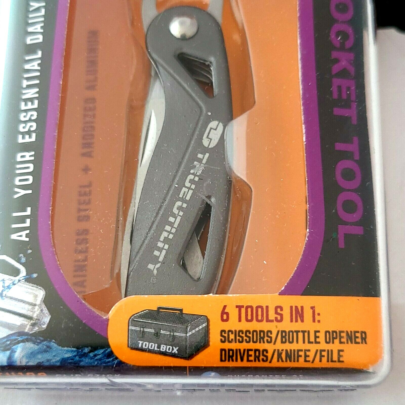 TRUEUTILITY Multi Tool Pocket Knife Flashlight Pocket Tool Key Organizer Clip