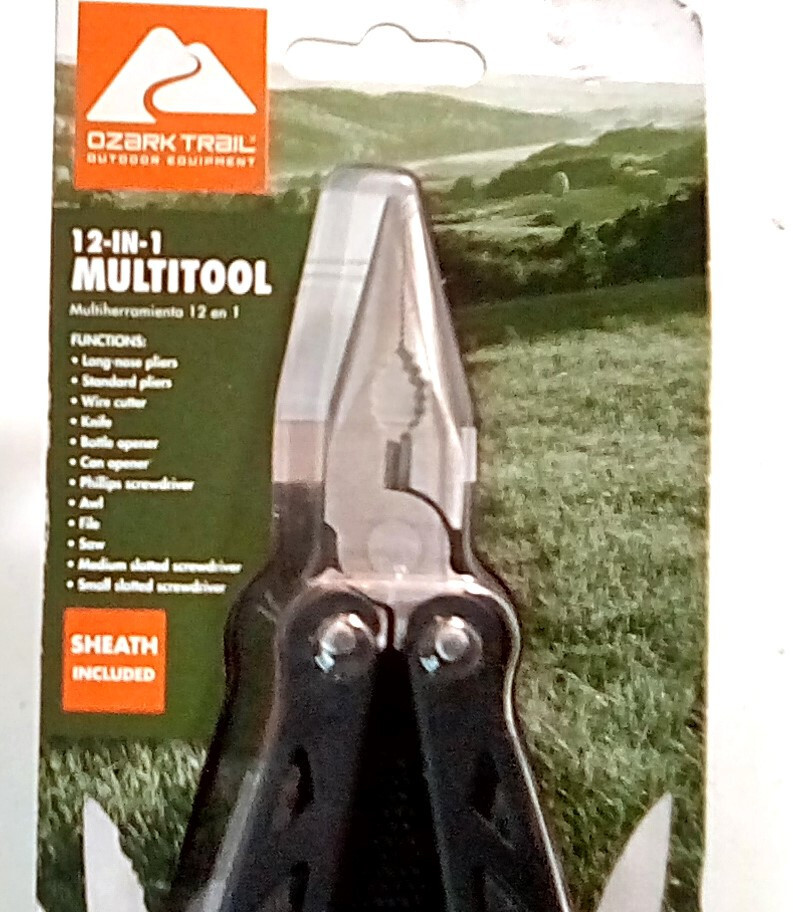 Ozark Trail 12-in-1 Multi Tool w/ Sheath Camping Fishing Black