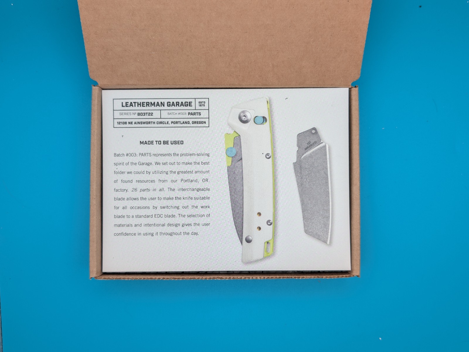 Leatherman Garage – Batch #003: Parts – Limited Edition Knife – Brand New In Box