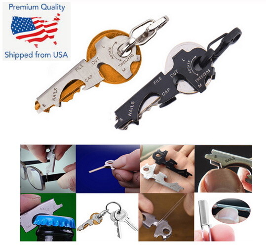 8 in1 Keychain Bottle Opener Screwdriver Carabiners Survival Quickdraw Clip EDC