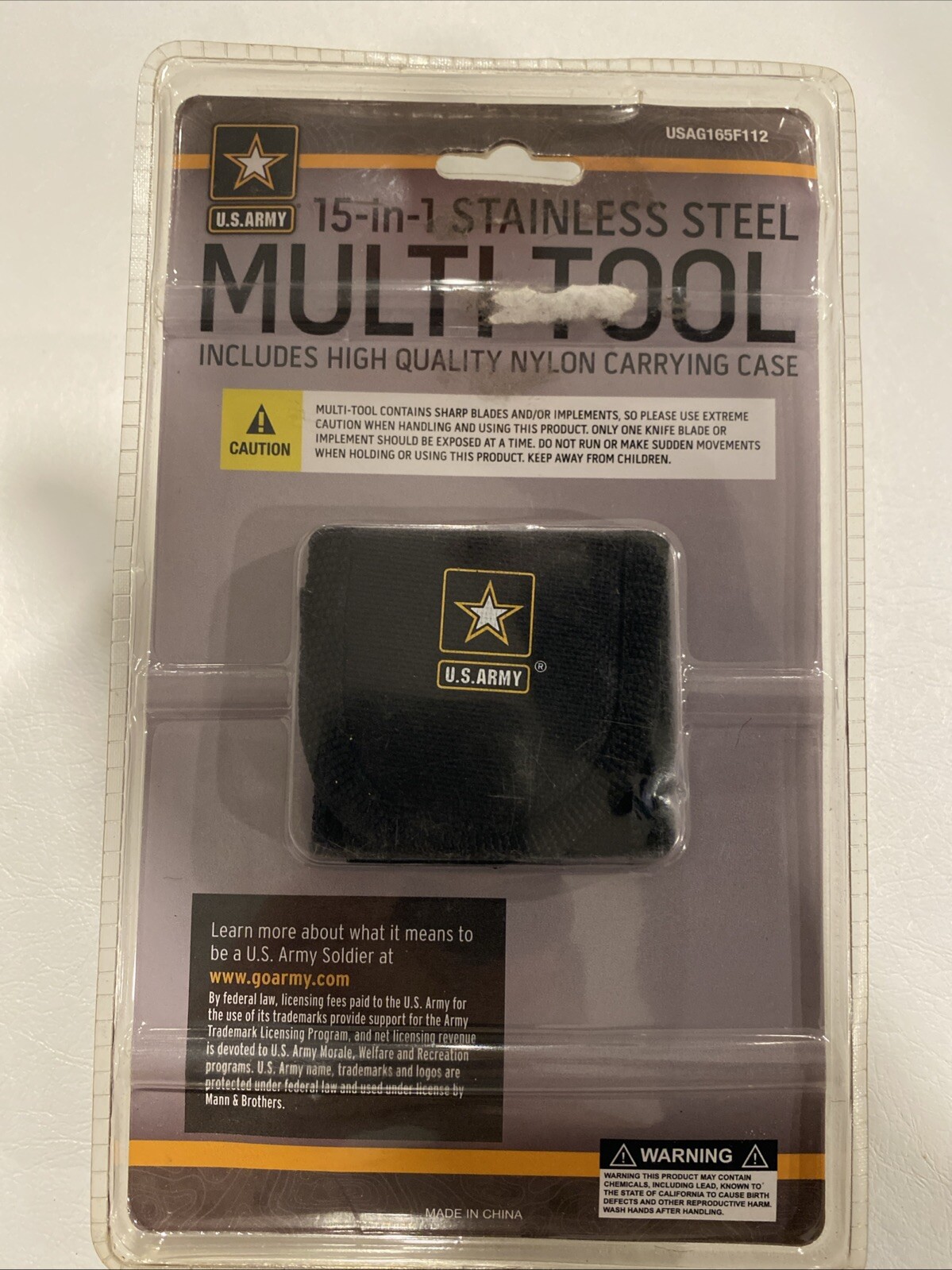 U.S Army 15 In 1 Multi-Tool Stainless Steel + Carrying Case Never Open