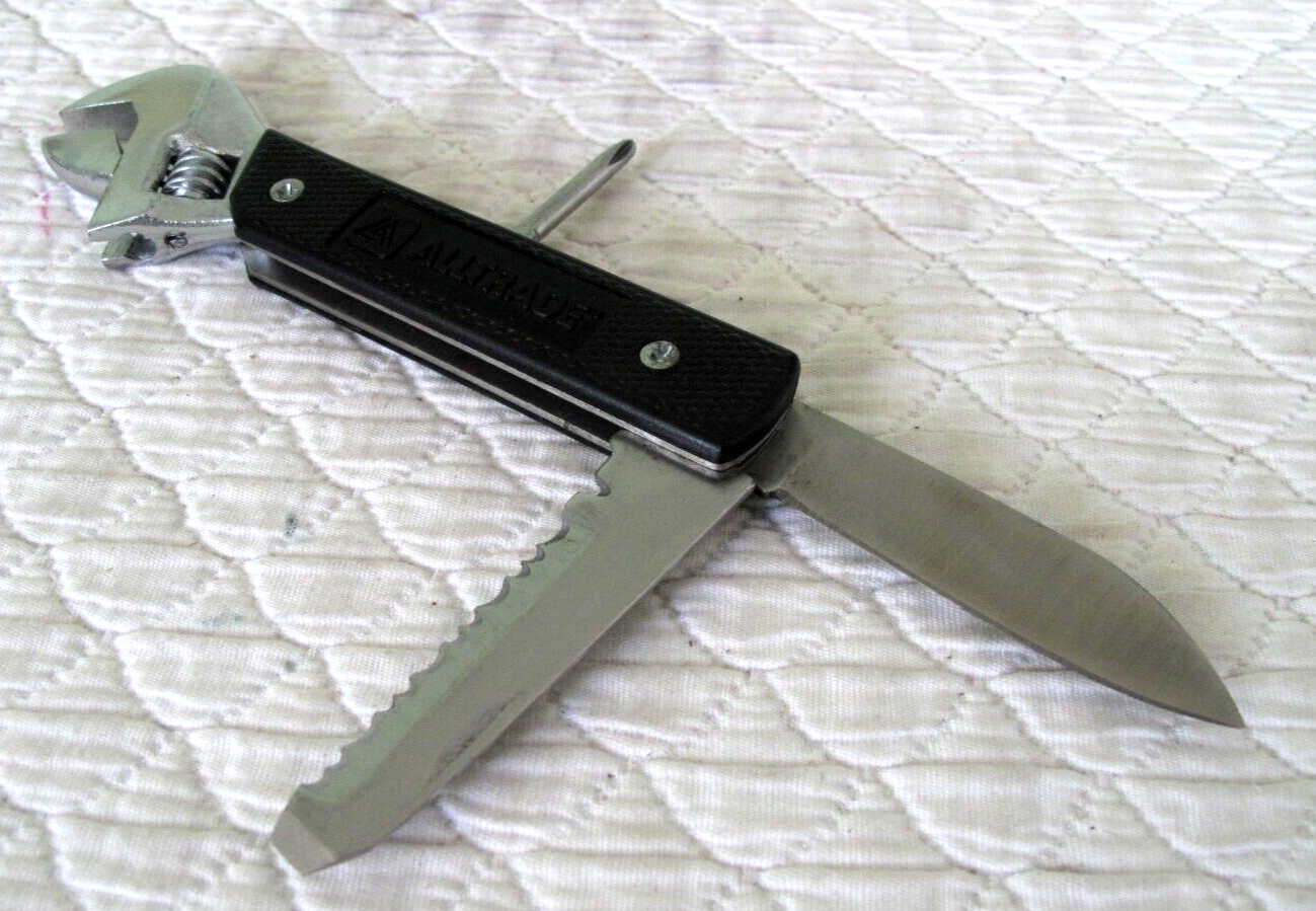VTG Alltrade Stainless Steel 6 Multi-Tool w/Wrench & Belt Slide Case Black 6″ L