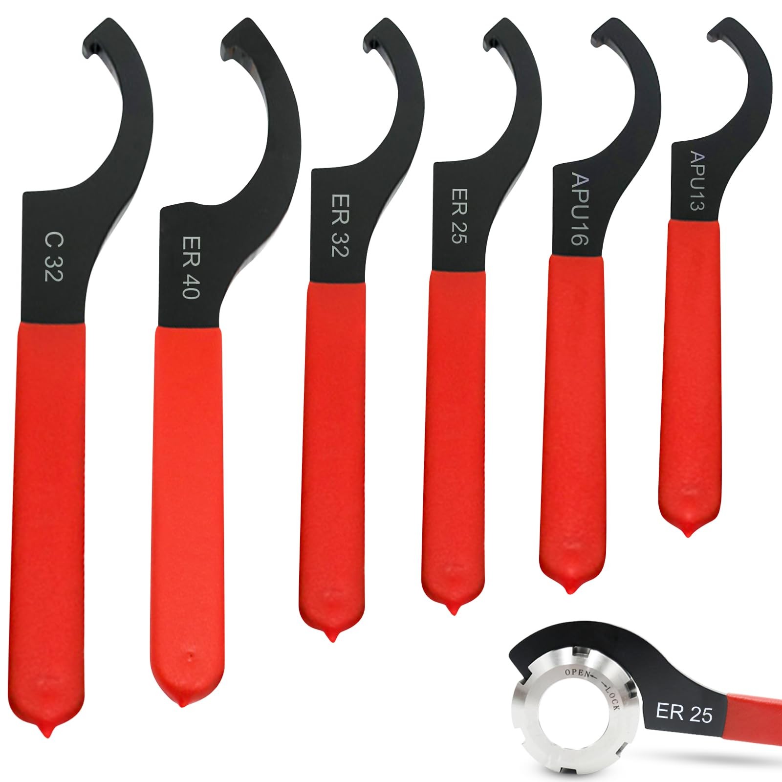 6pcs Threaded Spanner, Hook Wrench Tool CNC Mechanical Wrench…